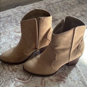 Sonoma Tan Suede Ankle Booties with Side Zip